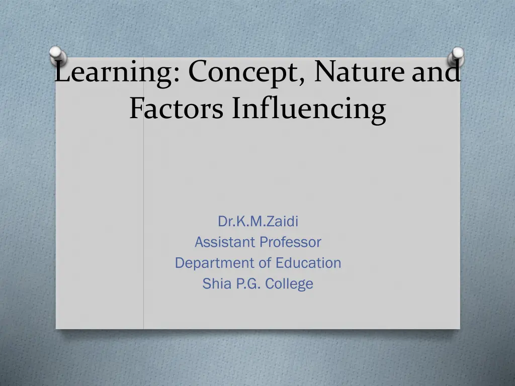 learning concept nature and factors influencing