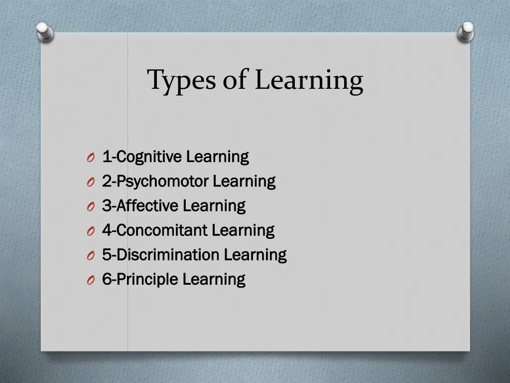 types of learning