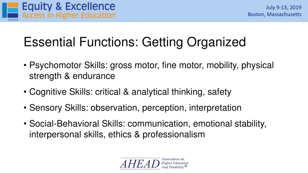 essential functions getting organized