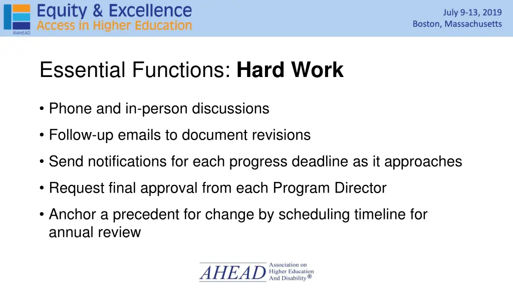 essential functions hard work