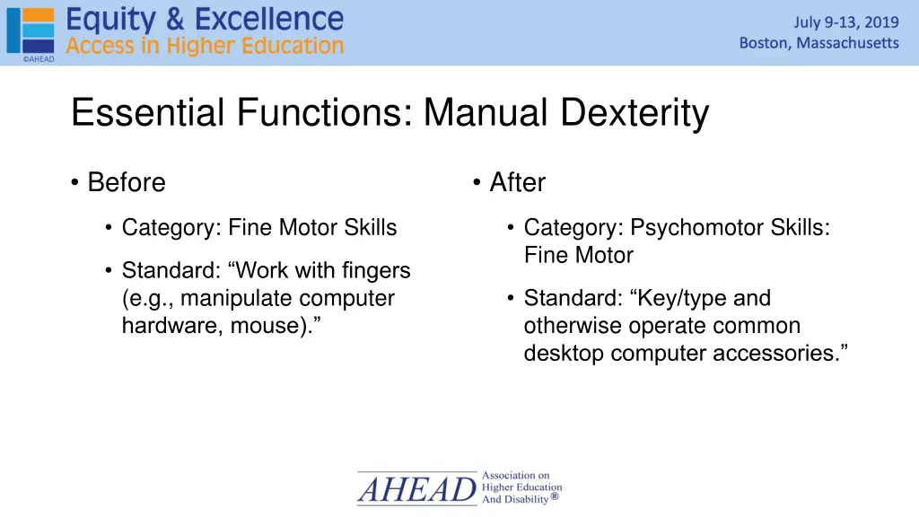 essential functions manual dexterity