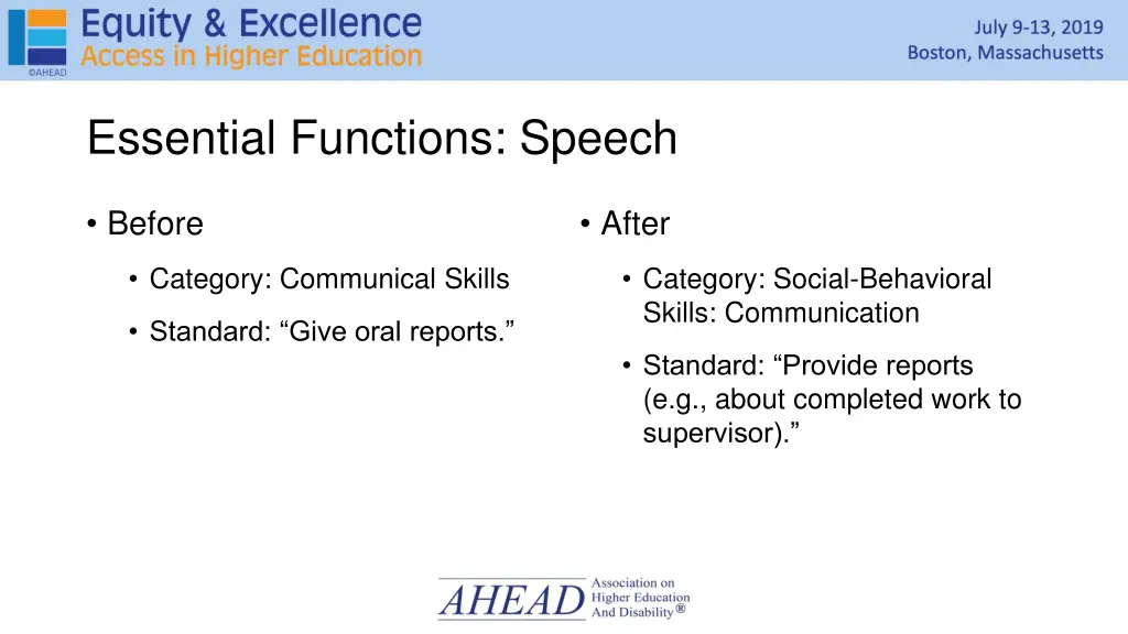 essential functions speech