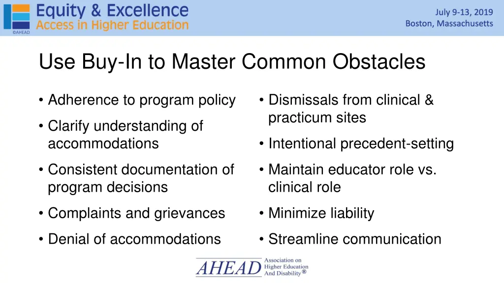 use buy in to master common obstacles