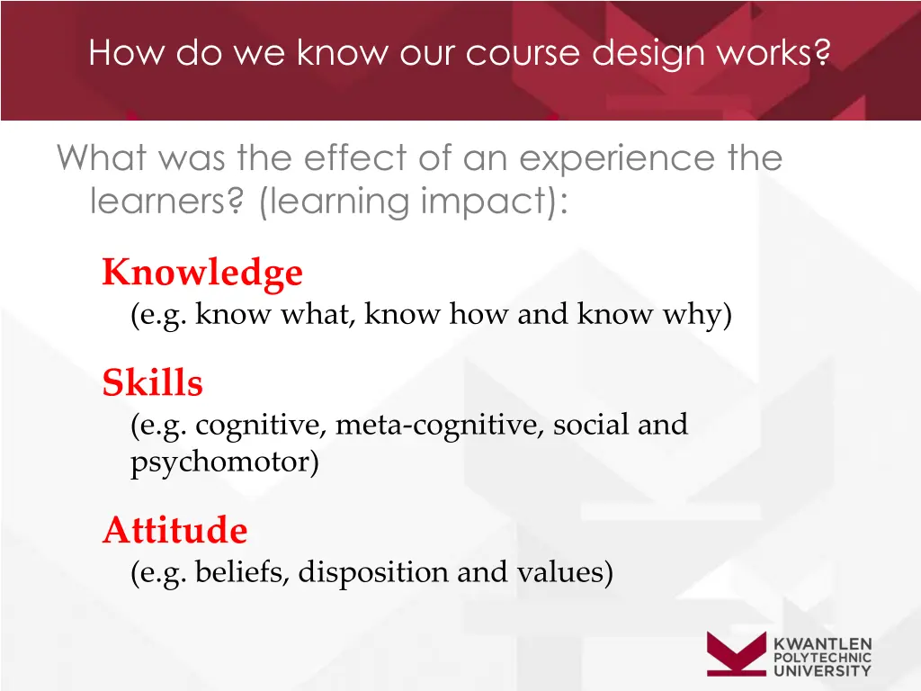how do we know our course design works