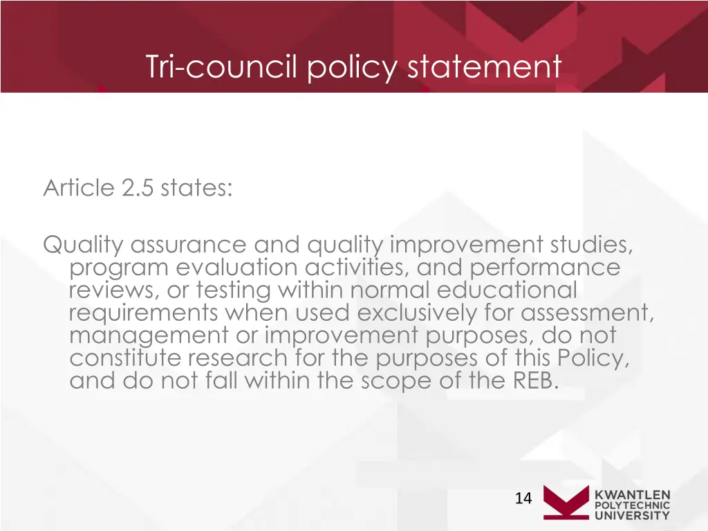 tri council policy statement 1
