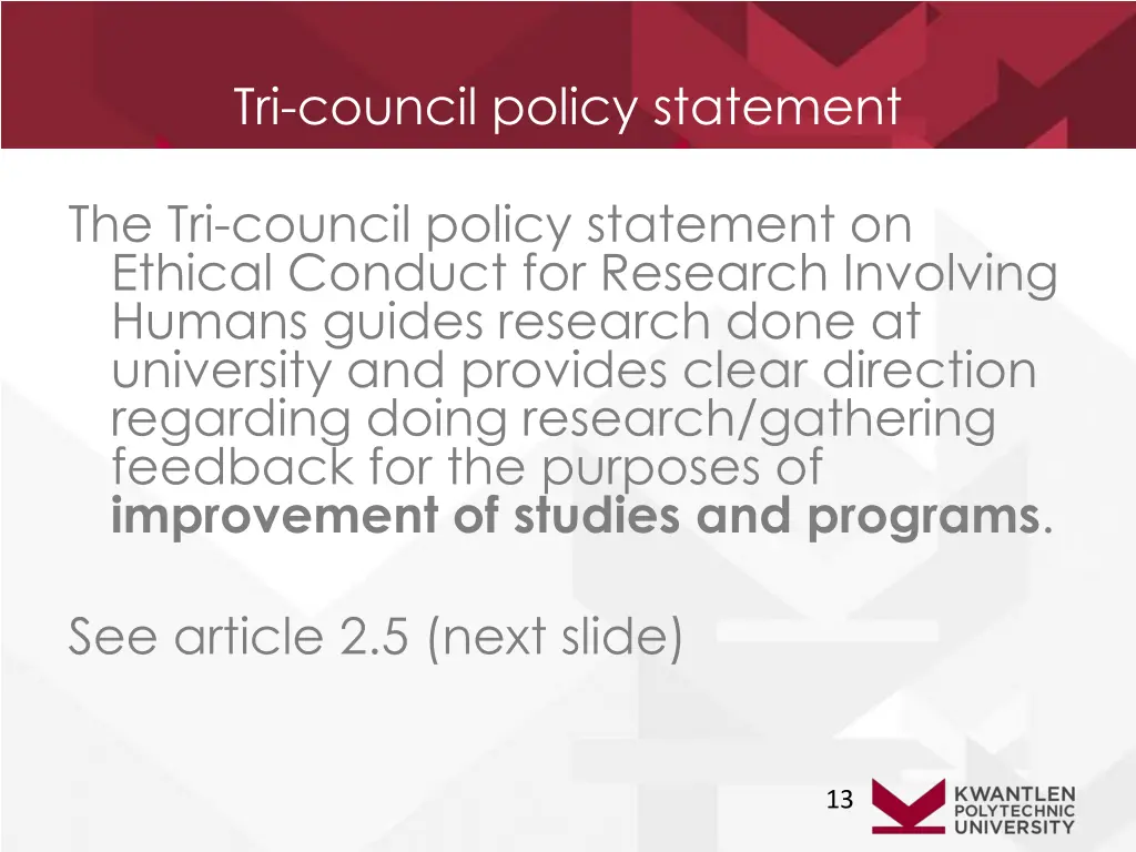 tri council policy statement