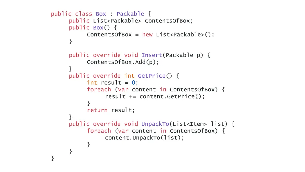 public class box packable public list packable 1