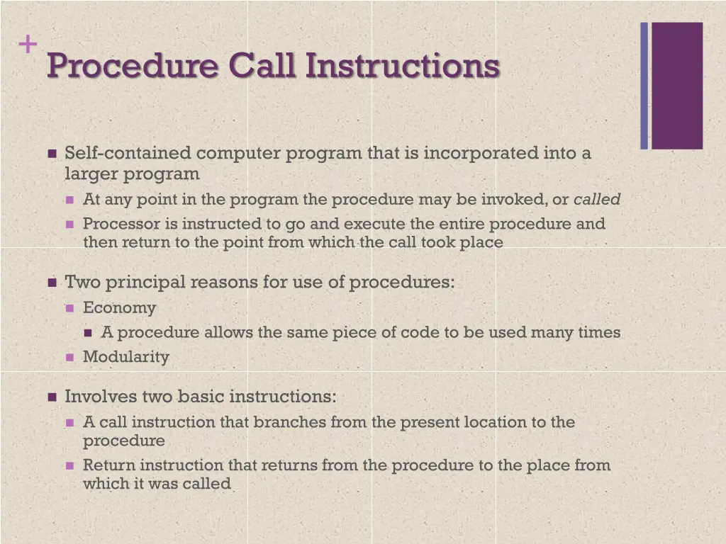 procedure call instructions