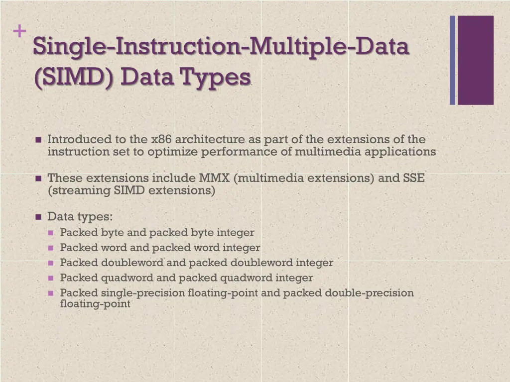 single instruction multiple data simd data types