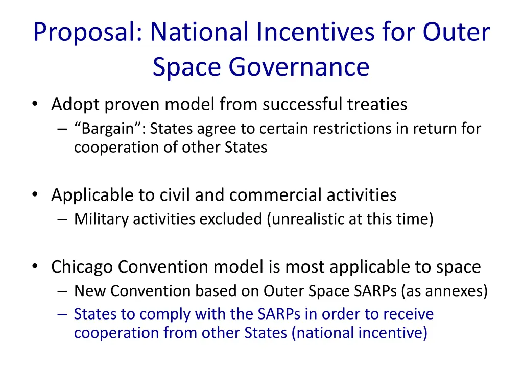 proposal national incentives for outer space