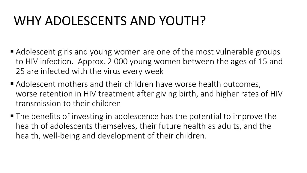 why adolescents and youth 1