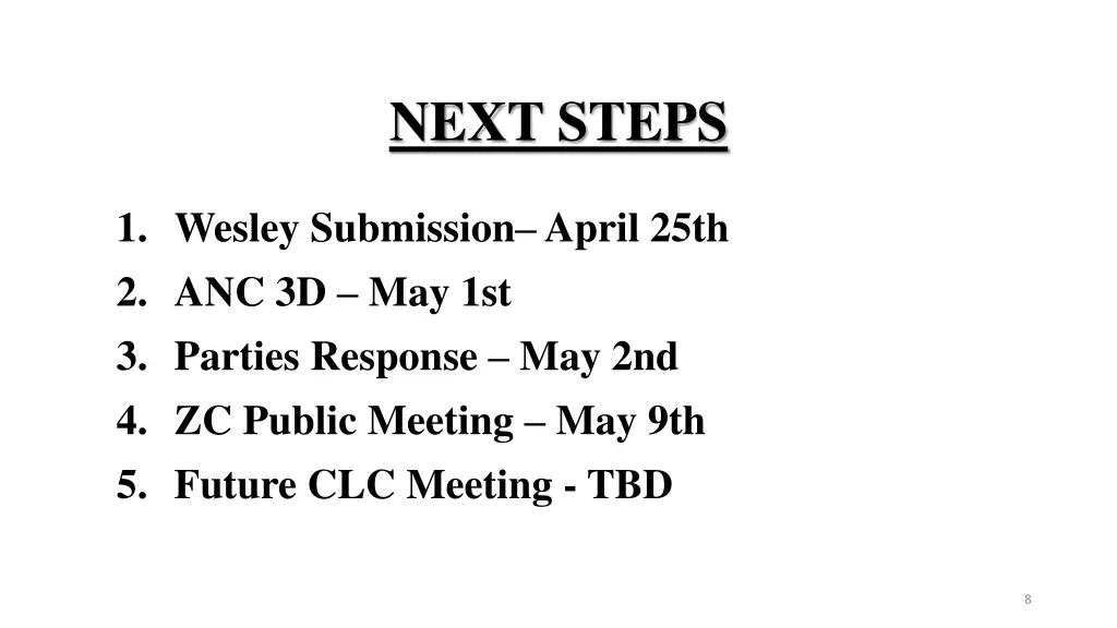 next steps