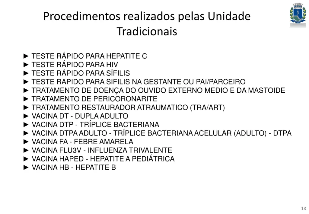 procedimentos realizados pelas unidade 5