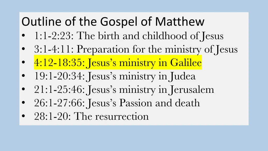 outline of the gospel of matthew
