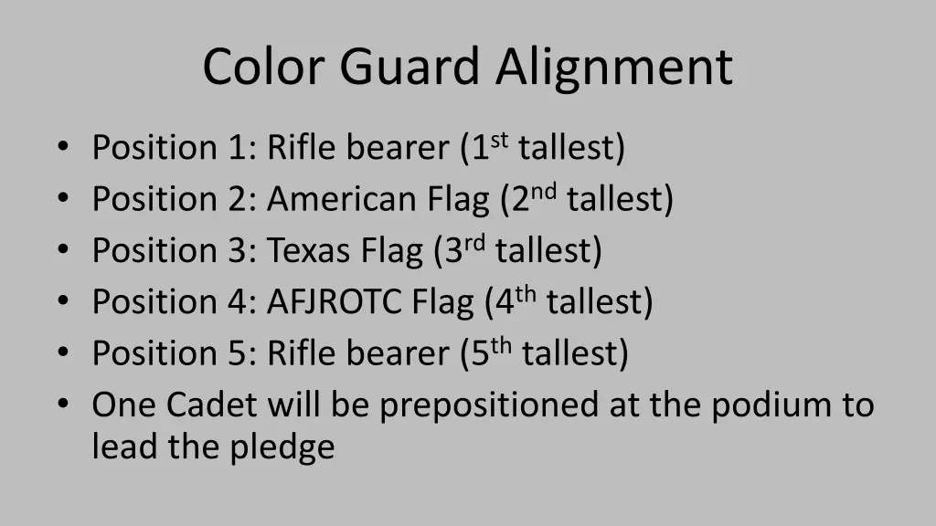 color guard alignment