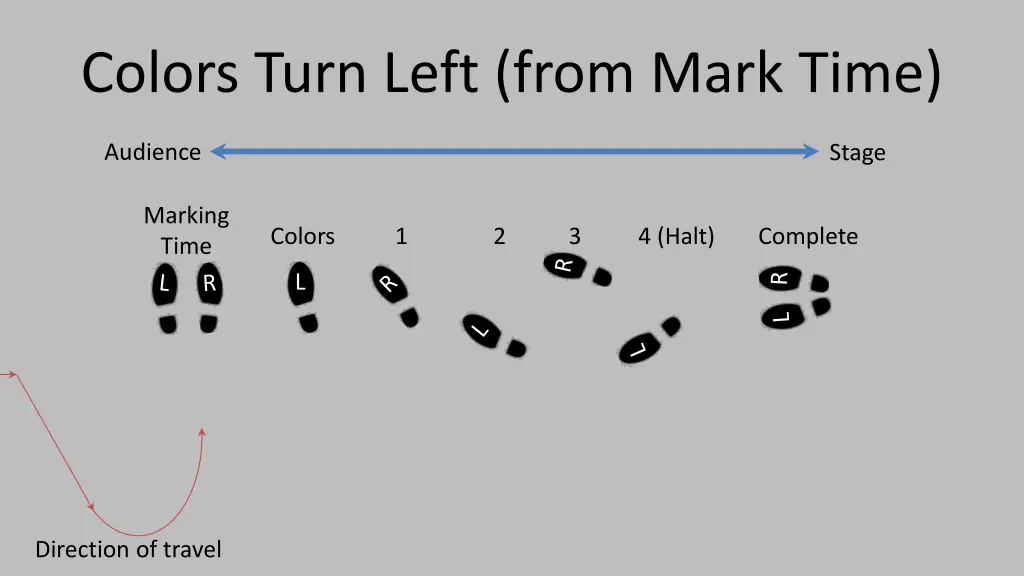 colors turn left from mark time