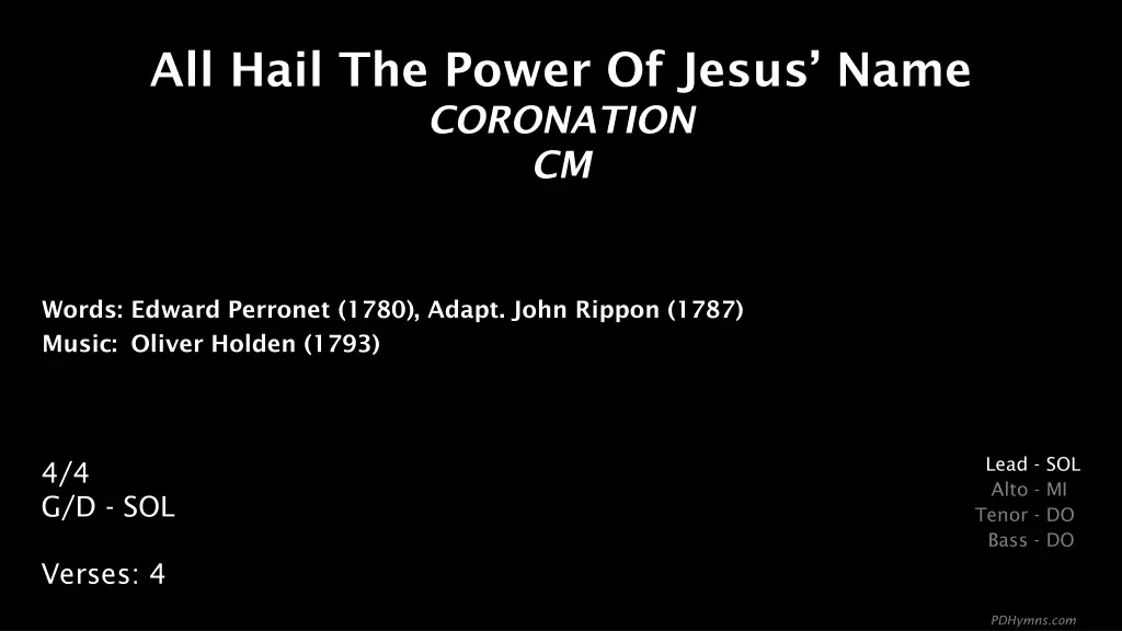 all hail the power of jesus name coronation cm