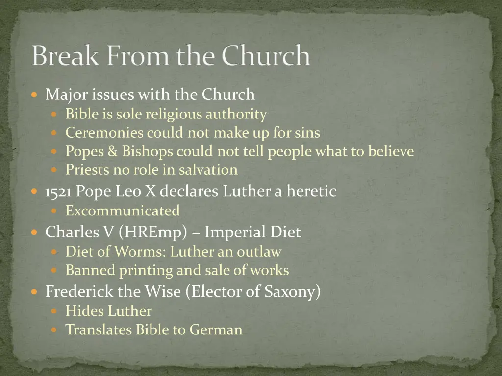 break from the church