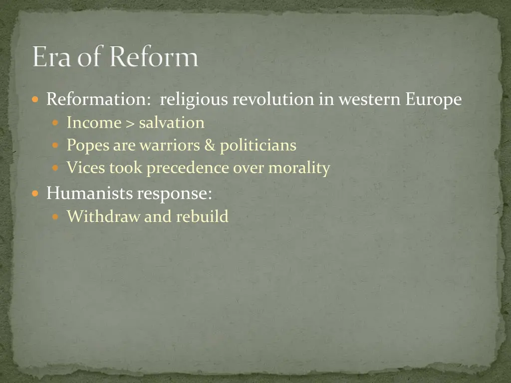 era of reform