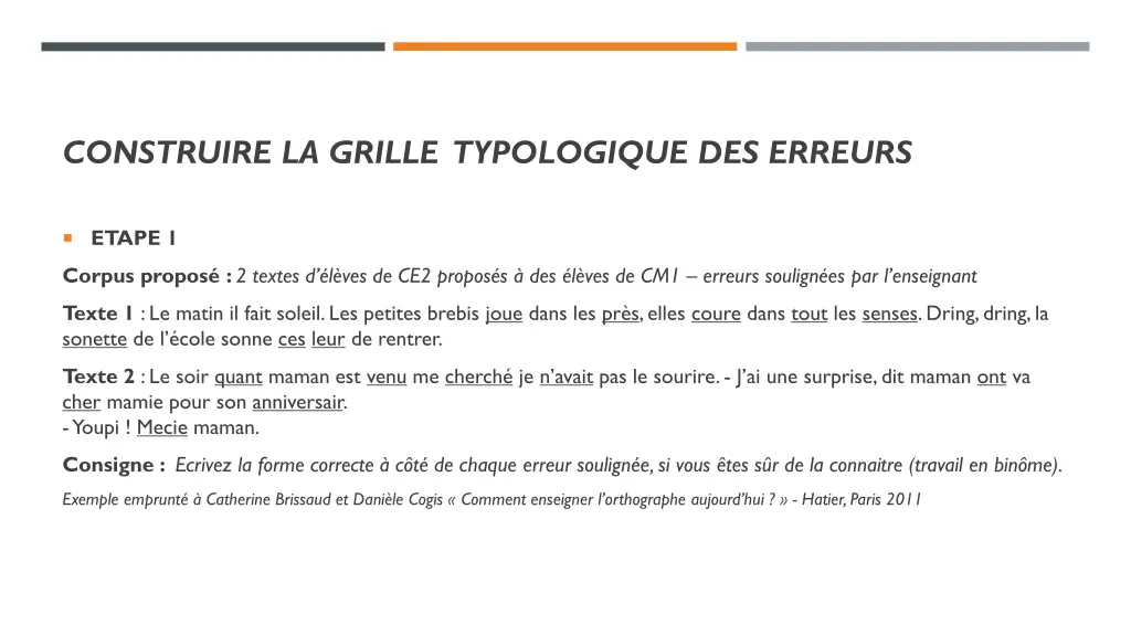 construire la grille typologique des erreurs