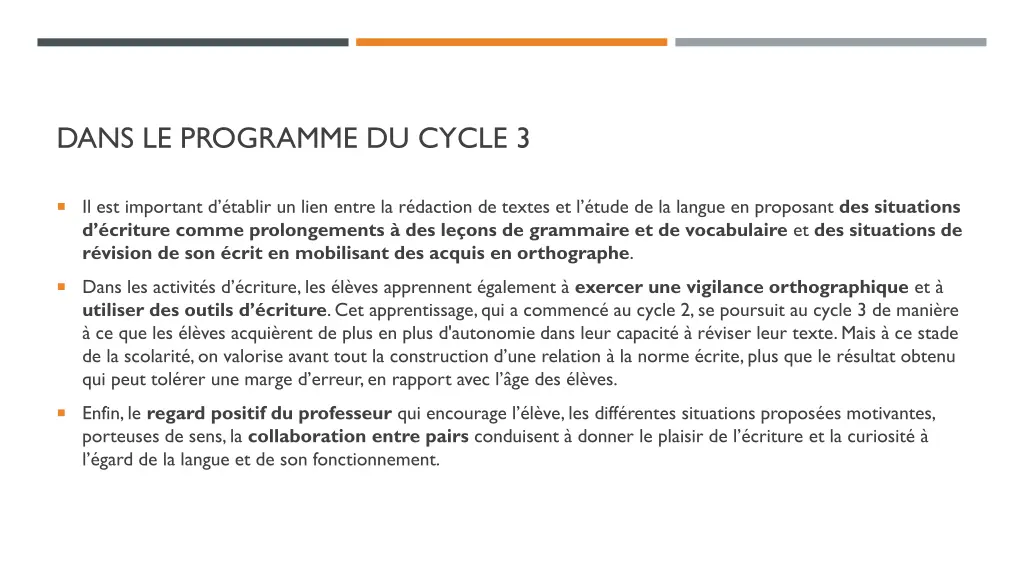 dans le programme du cycle 3
