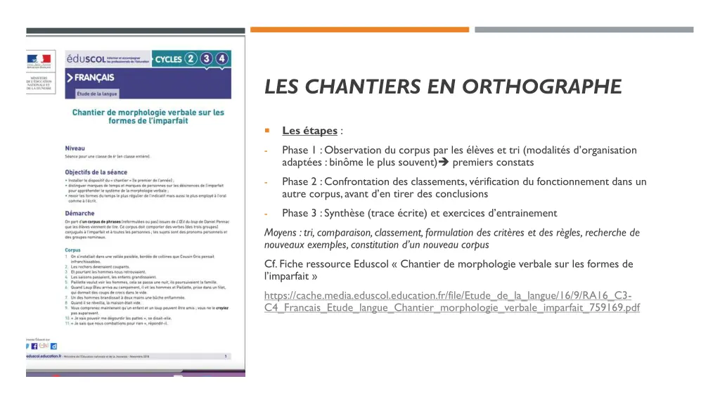 les chantiers en orthographe 1