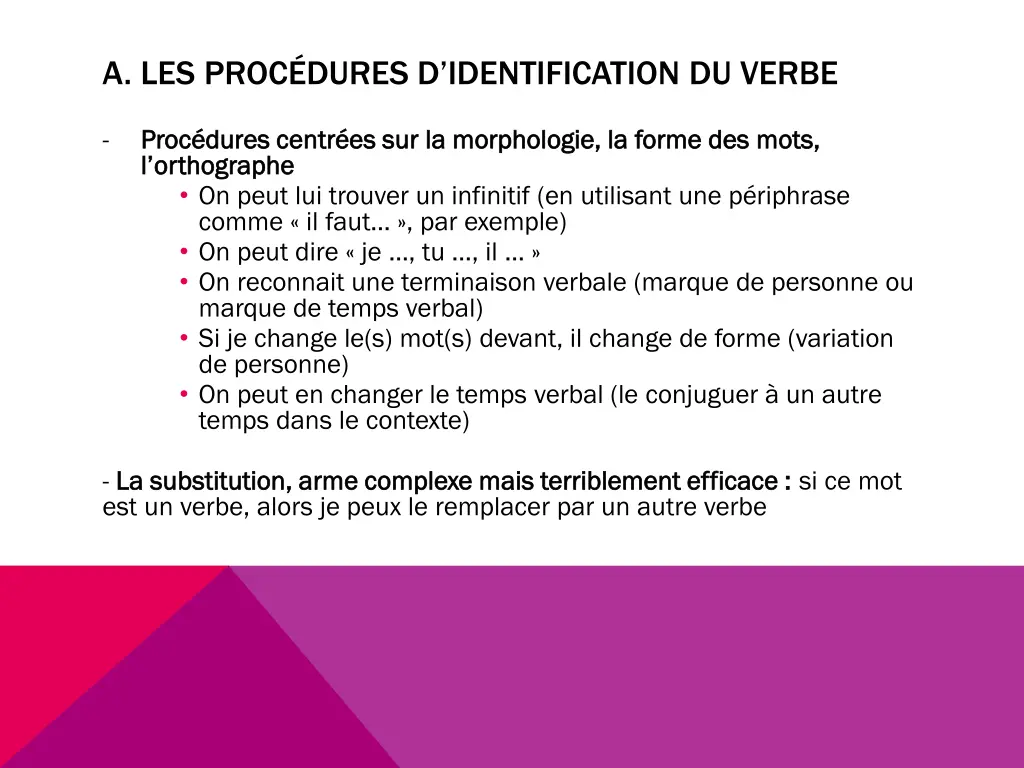 a les proc dures d identification du verbe 1