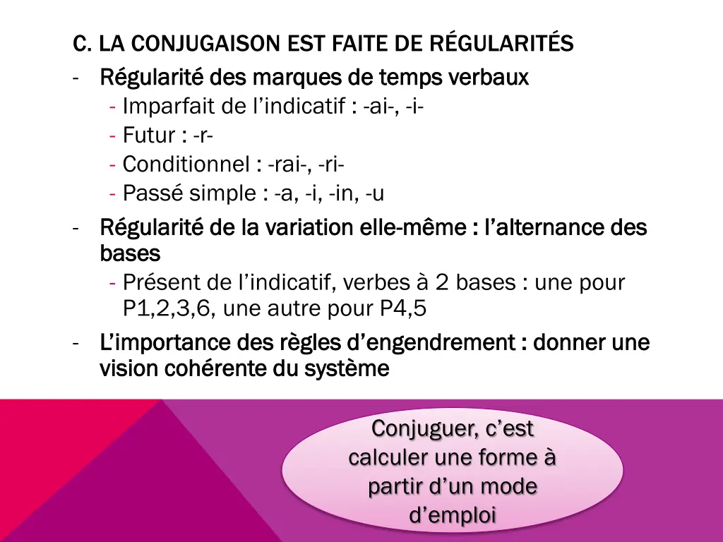 c la conjugaison est faite de r gularit 1
