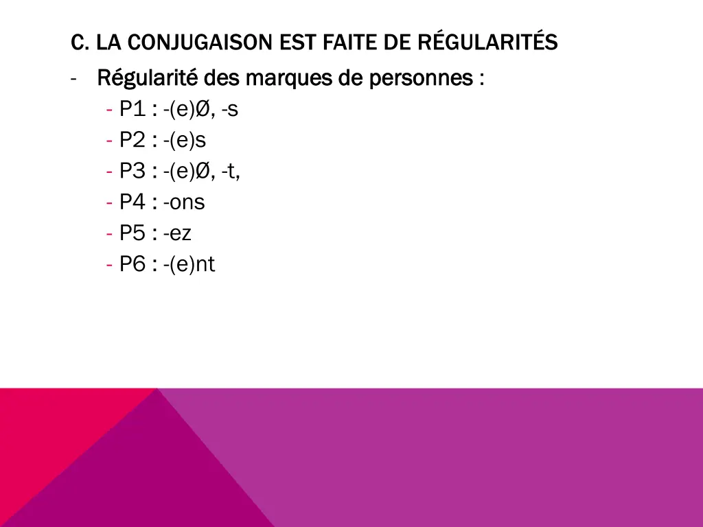c la conjugaison est faite de r gularit