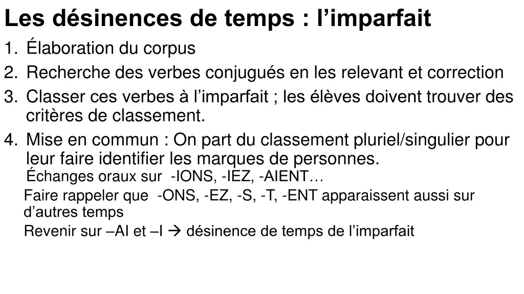 les d sinences de temps l imparfait 1 laboration 1