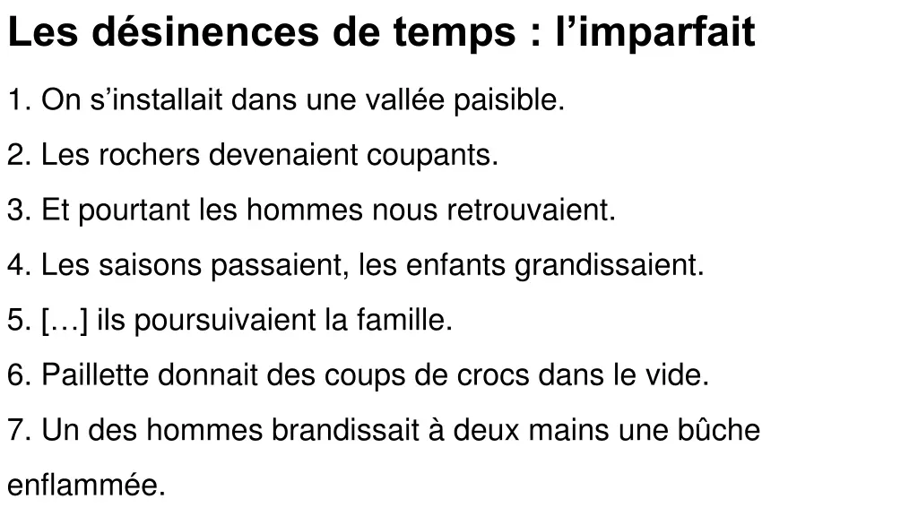 les d sinences de temps l imparfait
