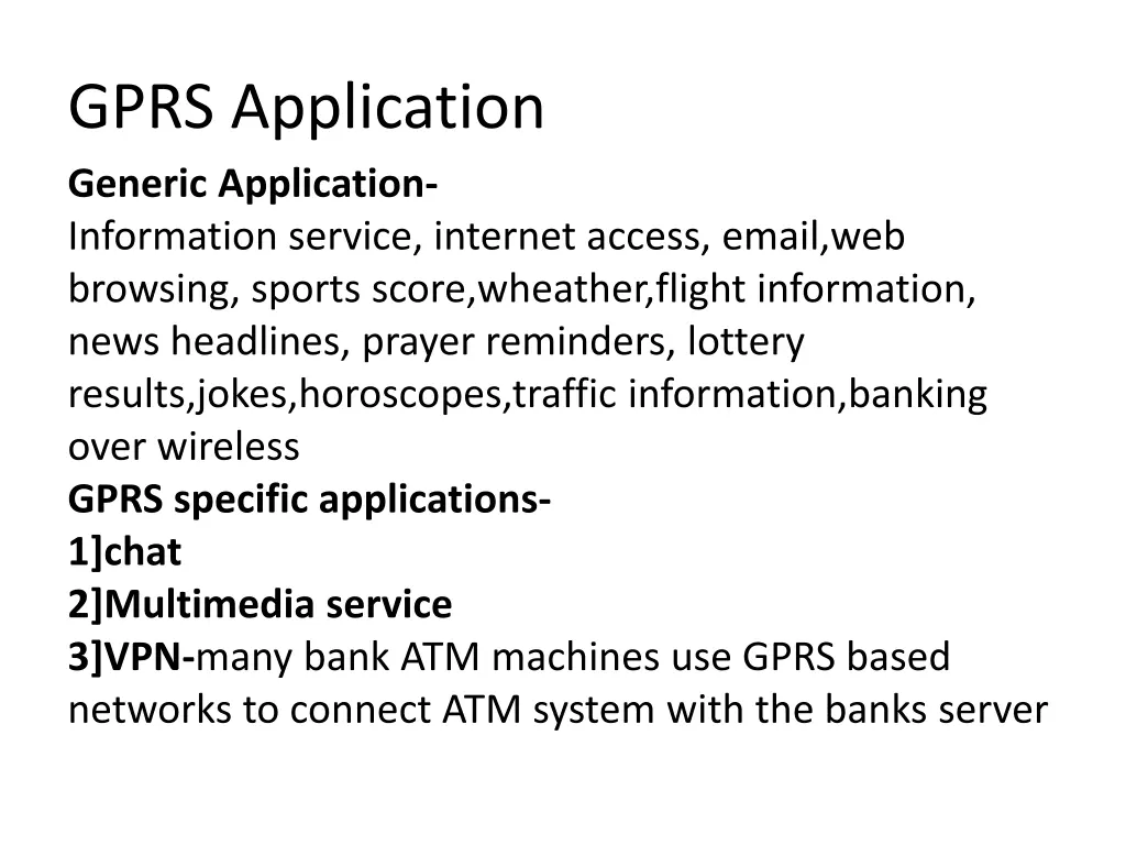 gprs application generic application information