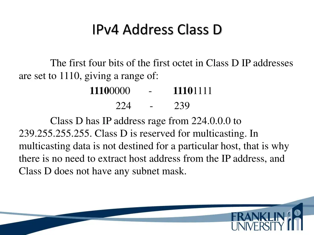 ipv4 address class d