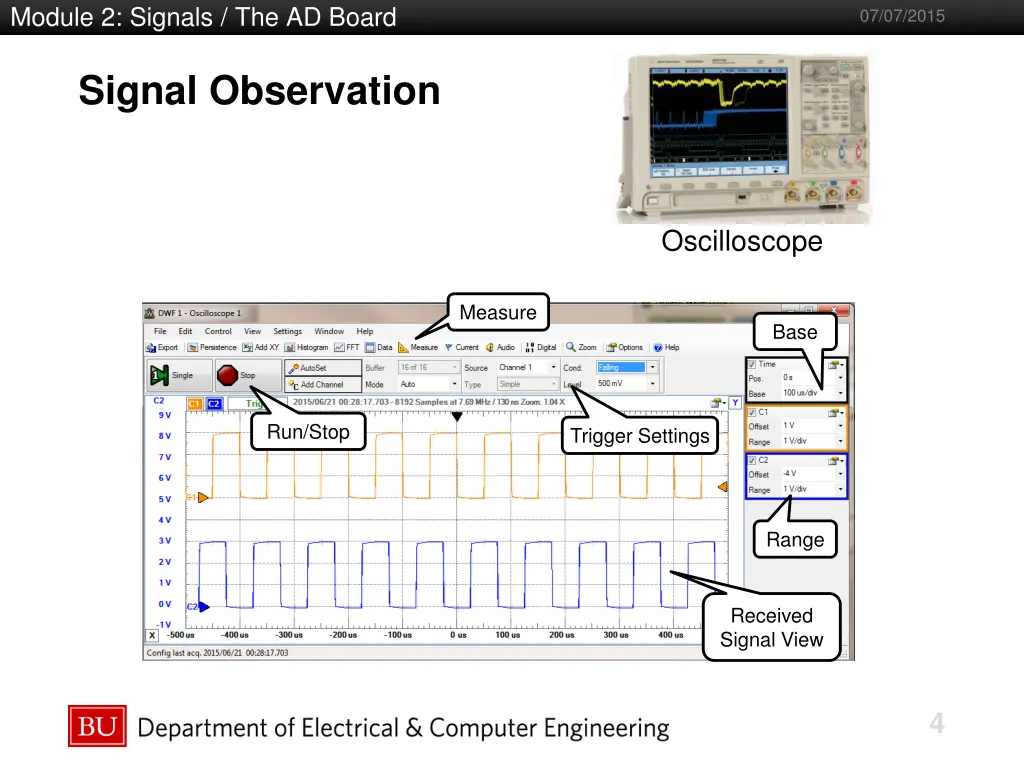 module 2 signals the ad board 2