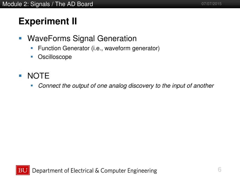 module 2 signals the ad board 4