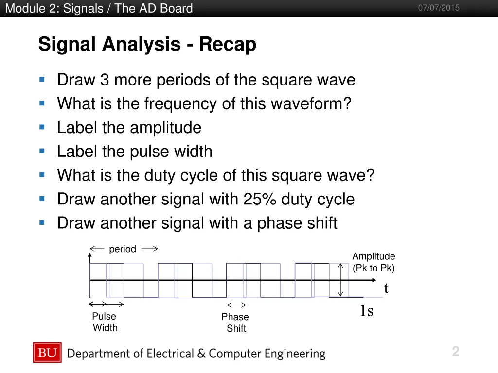 module 2 signals the ad board