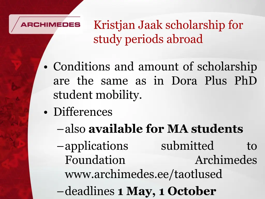 kristjan jaak scholarship for study periods abroad