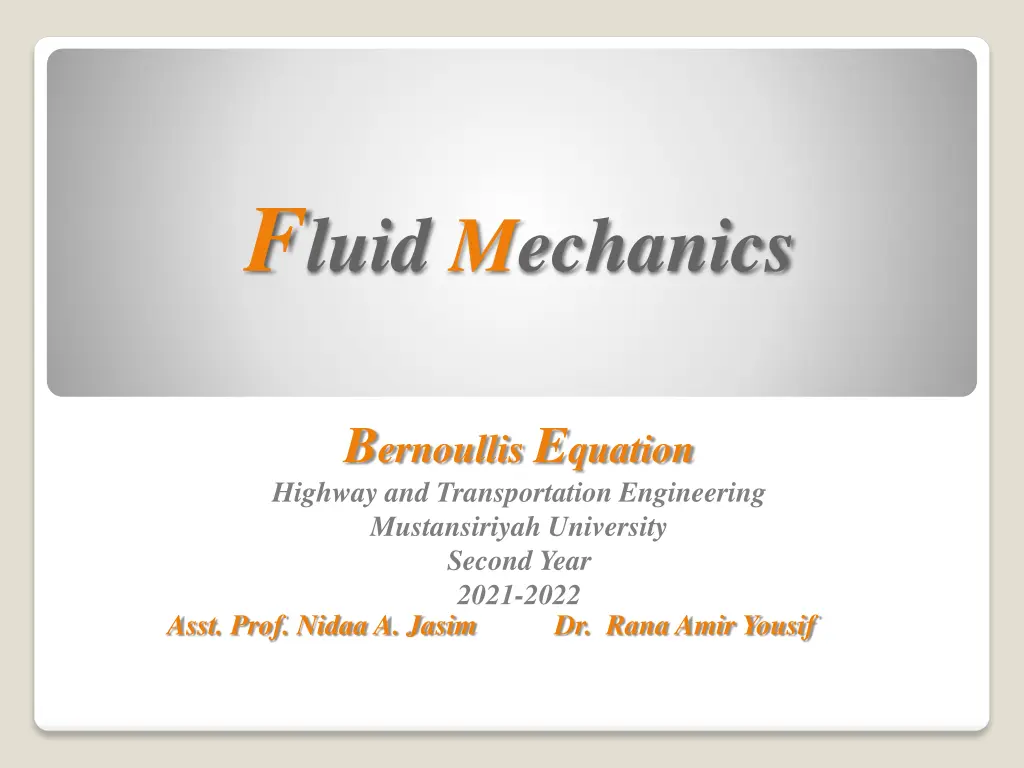f luid mechanics