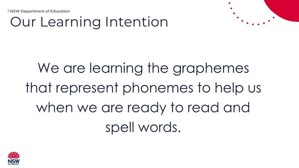 nsw department of education our learning intention