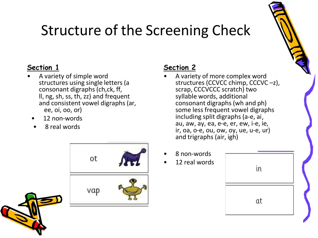 structure of the screening check