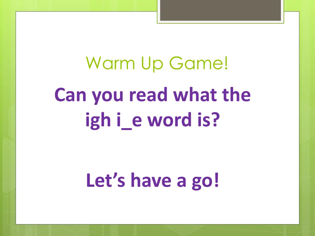 warm up game