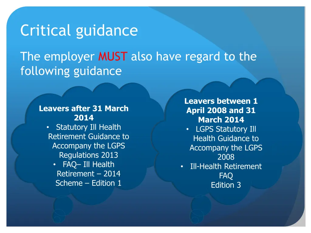 critical guidance