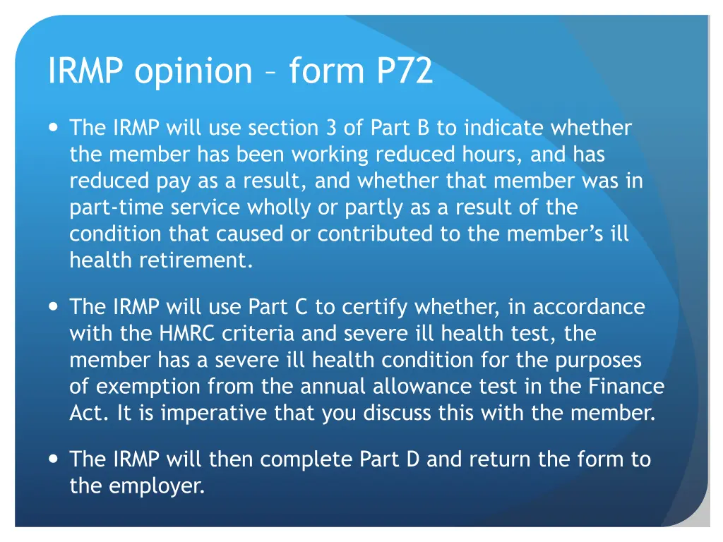 irmp opinion form p72