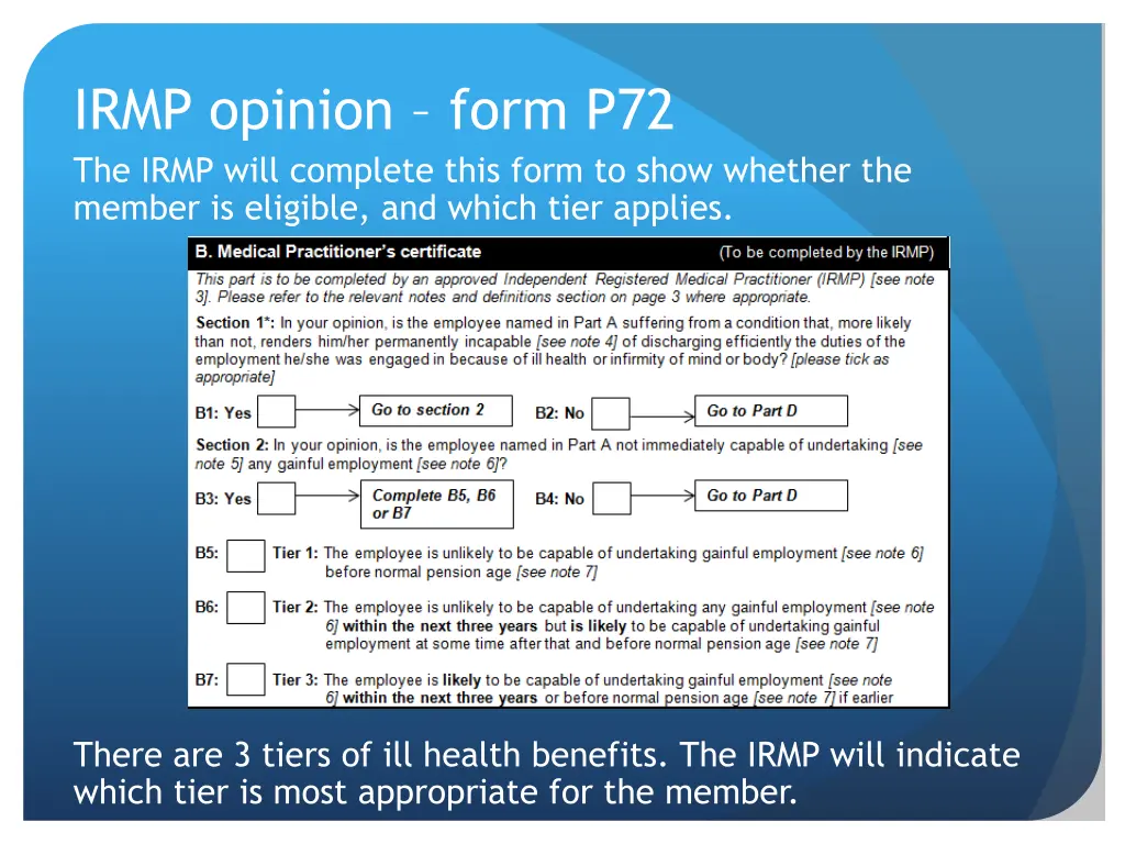 irmp opinion form p72 the irmp will complete this