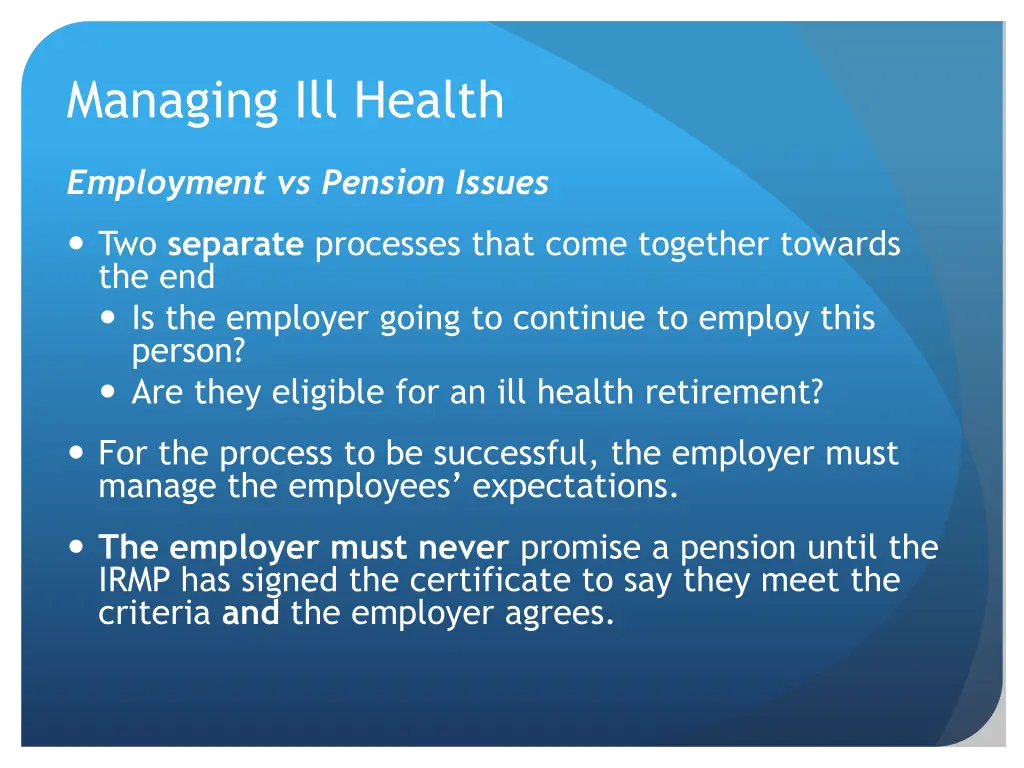 managing ill health