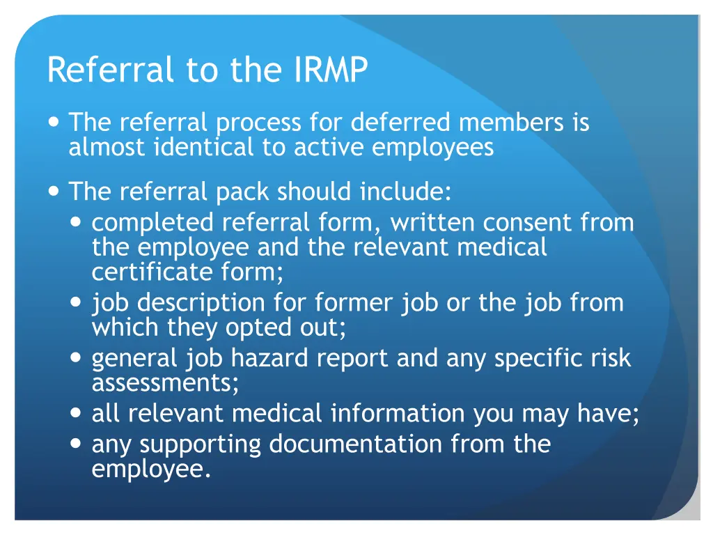 referral to the irmp 2
