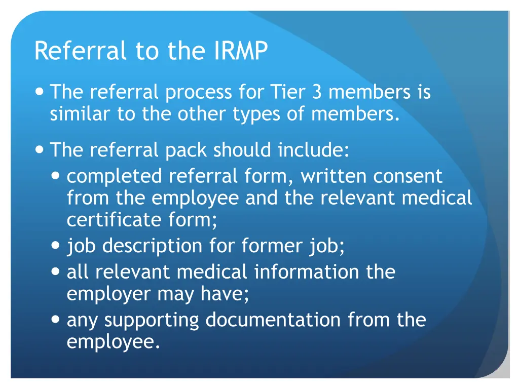 referral to the irmp 4