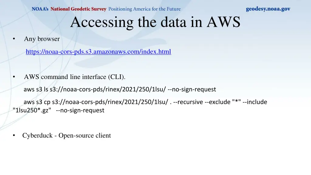accessing the data in aws