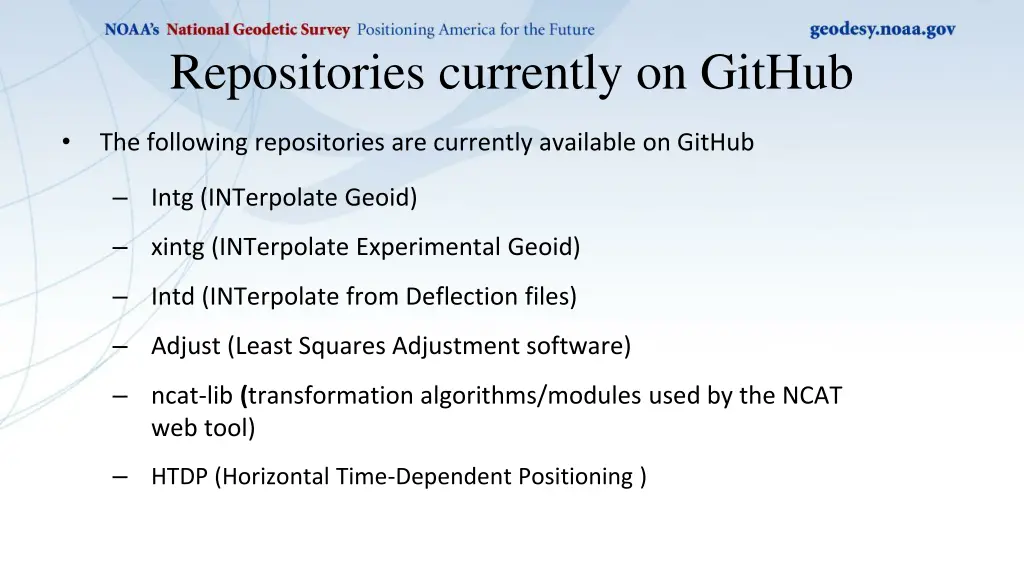 repositories currently on github
