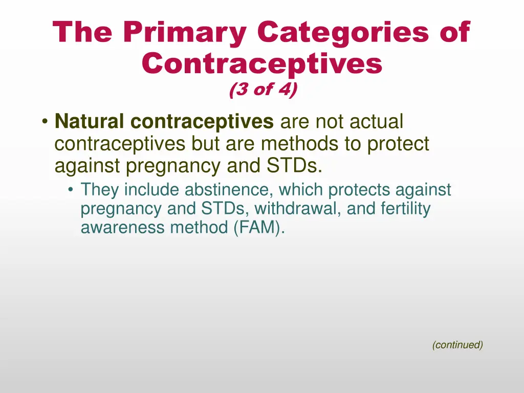 the primary categories of contraceptives 2